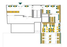 the floor plan for a restaurant with tables and chairs