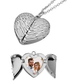 Introducing our PERSONALISED Heart Necklace, a captivating piece of jewellery designed to encapsulate your dearest memories in timeless elegance. The pendant features a locket-style opening adorned with angel wing-like heart cover, showcasing your chosen photo within.  Crafted from Metal Alloy with a Stainless Steel outer layer, this necklace combines durability with sophistication. The magnetic pendant lock ensures your treasured memories are safely enclosed within the heart-shaped pendant.  With a chain length of 450mm and pendant dimensions of 32mm x 30mm, this necklace is a versatile accessory for any occasion. Its tarnish-resistant properties promise enduring beauty and sentimental value.  Personalised with any photo of your choice, simply send us your cherished memories to be delicat Unique Locket, Online Gift Shop, Costume Jewelry Necklaces, Romantic Gift, Online Gifts, Locket Necklace, Personalized Necklace, Heart Necklace, Locket