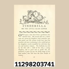 an old advertisement for cinderella on the little glass slipper, with text below it