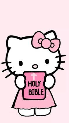 Pink Bible, Hello Kitty Wallpaper Hd, Pink Wallpaper Hello Kitty, Images Hello Kitty, Tools Drawing, Cute Bibles, Walpaper Hello Kitty, Aesthetic Posters, Hello Kitty Images