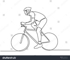 a man riding a bike continuous line drawing on white background, epsp file available for use