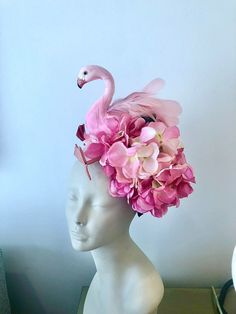 Flamingo Headdress Kentucky Derby Costume Hat - Etsy Flamingo Hat, Red Fascinator, Day At The Races, I Believe In Pink, Tomorrow Is Another Day, Flamingo Bird, Fascinator Headband, Feather Headdress, Feather Headband