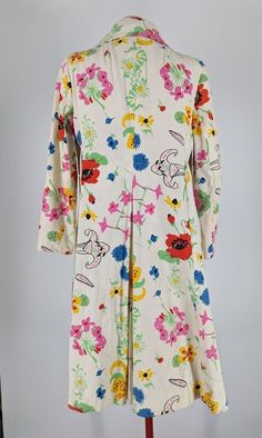 Bill Blass for Bond Street Vtg 60s Flower Watercolor Art Denim Trench Mod Jacket | eBay Retro Multicolor Summer Outerwear, Retro Cotton Outerwear For Spring, Spring Vintage Outerwear With Vintage Print, Vintage Summer Cotton Outerwear, Vintage Cotton Summer Outerwear, Vintage Cotton Outerwear For Spring, 1950s Style Long Sleeve Outerwear For Spring, Vintage Multicolor Spring Outerwear, Vintage Multicolor Outerwear For Spring