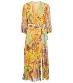 An eye-catching creation in a bold yellow print, this silk midi dress could only be from ETRO. Emblazoned with folkloric naif patterns, the relaxed design works puffed sleeves and elegant ruffle trims to the tiered skirt | Etro Printed silk midi dress Silk Midi Dress, Yellow Print, Printed Silk, Puffed Sleeves, Tiered Skirt, Ruffle Trim, Silk Printing, Knee High Boots, Puff Sleeve