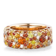 18k rose gold ring with orange Sapphires (2.8ct tw), yellow Sapphires (1.13ct tw), champagne Diamonds (.45ct tw), and white Diamonds (.28ct tw). custom made - 6 weeks delivery Orange Diamond, Orange Jewelry, Jewels Rings, Orange Sapphire, Vintage Glam, Champagne Diamond, Yellow Sapphire, Toe Rings, Jewelry Creation