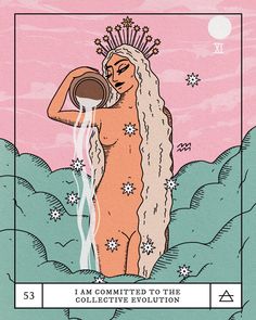 a tarot card with an image of a woman drinking from a cup