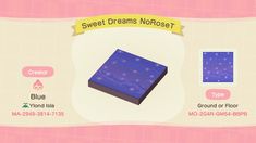 an animal crossing game screen with the words sweet dreams nofoost on it's side