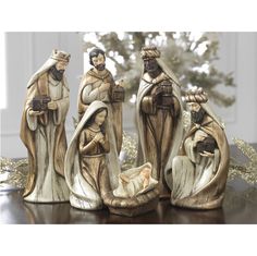 the nativity figurines are made out of wood