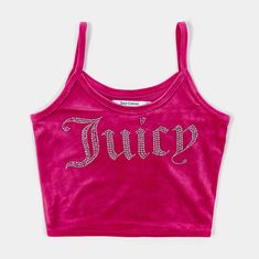 Juicy Couture Tube Top Outfit, Baddie Items, Rhinestone Streetwear, Mcbling Clothes, Rhinestone Clothes, Bedazzled Tank Top, Bedazzled Shirt, Juicy Tracksuit