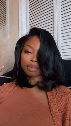 Bob Wig Inspo for Black Queens: Explore Stunning Hairstyles on Pinterest! 💁‍♀️ Discover Chic Bob Wigs in Various Textures and Colors Perfect for Black Women. Find Your Perfect Look for a Bold and Beautiful Style Statement! 💖 #BlackGirlMagic #BobWigInspo #HairGoals Body Wave Bob Sew In, Jet Black Hair Color Black Women, Layered Haircuts For Medium Hair For Black Women, Bob Side Part Curls, Long Bob Natural Hair Black Women, Jet Black Natural Hair Black Women, Bridesmaid Bob Hairstyles, Body Wave Bob Hairstyles For Black Women, Layered Haircut Black Women