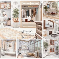 a collage of photos showing different rooms and furniture