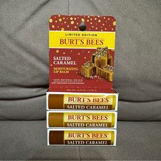 Burt’s Bees Salted Caramel Moisturizing Lip Balm Limited Edition 100% Natural X3 Brown Lip Balm, Salted Carmel, Moisturizing Lip Balm, Burt's Bees, Birthday List, Birthday Wishlist, Burts Bees, Lip Moisturizer, Christmas Wishlist