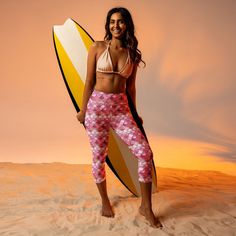 Introducing our Pink Pearl Mermaid Capri Dive Leggings, perfect for surfing, scuba diving, yoga, and all your favorite ocean activities. Featuring a unique mermaid scale pattern, and a high elastic waistband for secure support, these capris offer exceptional comfort and mobility. They are crafted from soft, moisture-wicking, four-way stretch fabric that moves with you. With 50+ UPF protection, they shield you from harmful sun rays, making them ideal for outdoor adventures. Whether you're riding Splash Mermaid, Pearl Mermaid, Swim Leggings, Ocean Activities, Mermaid Pattern, Scale Pattern, Water Adventure, Yoga Capris, Mermaid Scales