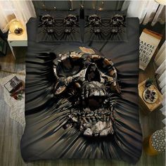 an image of a skull bedding set