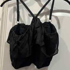 Black And Still Has Tags On It!!! Black Crop Top With Built-in Bra For Evening, Black Crop Top With Built-in Bra For Party, Black Crop Top With Built-in Bra For Night Out, Chic Black Crop Top With Built-in Bra, Black Tank Top With Built-in Bra And Strappy Back, J Crew Women, Scoop Neck Crop Top, Black Halter Top, White Mermaid