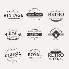 vintage and old style logos, emblems or badges for any type of product on white background