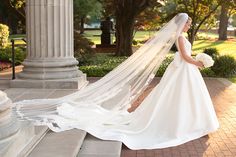 a woman in a wedding dress and veil