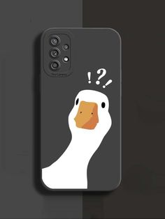 a phone case with a duck on it's face and question marks above its head