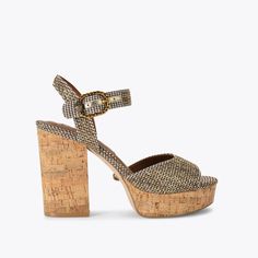 The Mayfair Cork Heel features a beige houndstooth upper with crystal embellishment. The ankle is fastened with an oversized antiqued brass buckle with crystal eagle head and surrounding crystals. Heel height: 4.1inPlatform height: 1.1inPitch height: 2.9inMicro eagle head on the outer soleMaterial: TextileStyle number: 2123540609 Knee Boots Flat, Rainbow Sandals, Icon Shoes, Cork Sandals, Cork Heels, Eagle Head, Heeled Sandal, Bow Sneakers, Boot Accessories