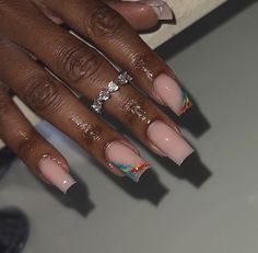 Nails Coffin Square, French Tips Chrome, Chrome Y2k, Nails Clean Girl, Cruise Nails, Spring Nail Designs, Glamour Nails, Girly Acrylic Nails, Simple Acrylic Nails