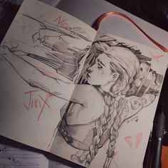 Jinx Arcane, Art Diary, Arte Sketchbook, Hand Art Drawing, Hand Art, Book Art Drawings, Sketchbook Art Inspiration, Art Inspiration Drawing, A Drawing