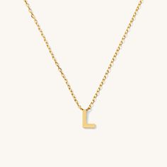 L Tiny Initial Necklace - 14k Solid Gold 14k Gold Initial Necklace With Cable Chain For Everyday, Modern Yellow Gold Initial Necklace For Everyday, Everyday Yellow Gold Initial Necklace, Morning Pilates, Solid Gold Charms, Love Knot Ring, Diamond Initial Necklace, Solid Gold Bracelet, Diamond Jewelry Necklace