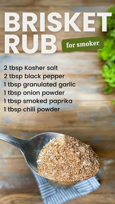 Teaspoon with dry rub for brisket. Pork Brisket Recipes Ovens, Smoked Brisket Recipes Electric Smoker Dry Rubs, Marinade For Beef Brisket, Sweet Brisket Rub, Beef Brisket Recipes Oven Dry Rub, Homemade Brisket Rub, Brisket Recipes Smoked Dry Rubs, Brisket Rubs Dry, Dry Rub Brisket Recipes