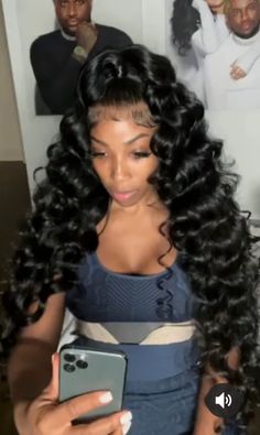 Half Up Half Down Hair Wand Curls, Half Up Half Down Frontal Wig Wand Curls, Half Up Half Down With Wand Curls, Deep Wave Wig Wand Curled, Wand Curl Half Up Half Down, Wand Curls On Weave Side Part, Wond Curls Frontal Wig, Half Up Half Down Wand Curls, Birthday Hairstyles For Black Women Wig