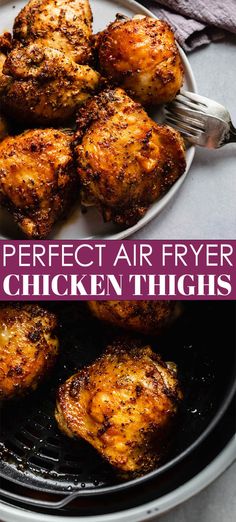 the perfect air fryer chicken thighs in a pan