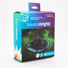 the bounce brightz trampoline is in its box and ready to be used