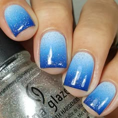 Blue Ombre Nails, Ombré Nails, Nails Yellow, Nail Design Inspiration, Ombre Nail Designs