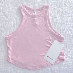 Lululemon Hold Tight Cropped Tank Top Size 6 Color Flush Pink ~Sold Out~ Super Soft And Very Flattering! Lululemon Crop Top, Light Grey Leggings, Lulu Leggings, Mock Neck Tank, Sports Bra Top, Strawberry Milkshake, Cotton Tank Top, Striped Tank Top, Lululemon Women