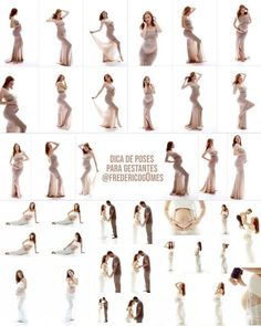 various images of women in white dresses posing for photoshopped on their own body