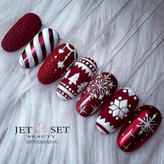 Nail Noel, January Nail Designs, Nail Art Noel, Manicure Nail Designs, Gel Nail Art Designs, Christmas Gel Nails, Trendy Nail Art, Festival Nails