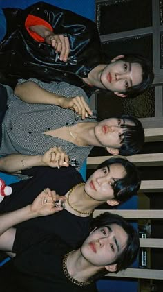 four young women are posing for a photo