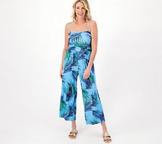 A fashionista favorite for its versatility, this cropped jumpsuit boasts removable straps, making it beachy keen choice for seaside celebrations, backyard barbecues, and Sunday brunches. From Belle by Kim Gravel. Jumpsuits And Rompers With Adjustable Straps For Vacation, Vacation Jumpsuits And Rompers With Adjustable Straps, Sleeveless Jumpsuit With Adjustable Straps For Spring, Strapless Summer Jumpsuits And Rompers For Day Out, Strapless Jumpsuits And Rompers For Summer Day Out, Strapless Summer Romper For Day Out, Sleeveless Summer Jumpsuits And Rompers With Adjustable Straps, Spring Vacation Jumpsuits And Rompers With Adjustable Straps, Blue Spaghetti Strap Jumpsuits And Rompers For Summer