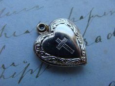 "Vintage New/Old Stick Sweet Little Baby Girl Catholic Heart Pendant double sided so very sweet and pretty, measures 5/8\" W x 3/4\" T" Trash Magic, Girly Bags, Book Reading, Harvest Moon, Taxi Driver, Funky Jewelry, Luck Charms, Rhinestone Heart, Reading Journal