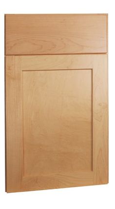 a wooden cabinet door with no drawers on the front and side panel, in light wood