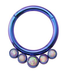 16G hinged segment rings made from blurple anodized ASTM f-136 titanium and complete with a series of 5 pink opalite gems along the bottom. Easy to put in and take out. Gorgeous design for septum and cartilage piercings. Free domestic shipping! Cartilage Piercings, Septum Jewelry, Stretched Ears, Cartilage Piercing, Body Mods, Gorgeous Design, Take Out, Tattoos And Piercings, A Series