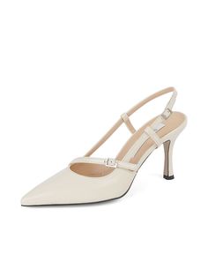 Editor's NotesThese minimal heeled pumps finished with genuine leather are an elevated everyday essential. Work well with jeans or formal wear.- Slim and slingback pumps heel- Diagonal strap with nickel buckle - Pointed toe- Luxurious and elegant look Measurements(in.)- Size: KR 225MM (US 5.5) ~ KR 260MM (US 9)- Heel Height: 3.1 in.Composition & Care- Shell: Cowhide- Lining: Synthetic Leather- Avoid direct heat and moisture- Professional cleaning is recommendedDesigner- by RACHEL C Classic Slingback Pumps With Heel And Ankle Strap, Classic Slingback Pumps With Ankle Strap And Buckle, Slingback Pumps With Heel Loop And Medium Width, Medium Width High Heel Slingback Pumps With Heel Loop, Elegant Almond Toe Slingback Pumps With Buckle, Classic Ankle Strap Slingback Pumps With Padded Heel, Classic Slingback Pumps With 4-inch Heel And Ankle Strap, Elegant Closed Toe Slingback Pumps With Buckle Closure, Elegant Office Heels With Heel Loop