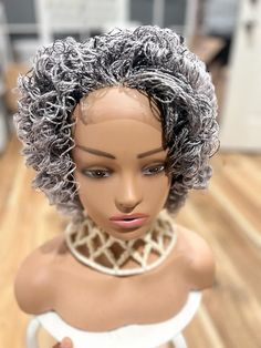 Braided Afro Gray Twist Wig Very natural looking. We make to suit Small, Medium and Big head sizes. This wig is not puffy or heavy on the head. Wig details:  100% handmade. 🔹Natural Edges with Baby Hair 🔹Elastic band for a perfect fit 🔹Premium kanekalon braiding hair  🔹Medium Density  🔹Comfortable and Durable  🔹Hot Water Set Possible. Hair Care: The wig can last for over 2 years depending on the care. Use lukewarm water and shampoo to wash wig.  Do not squeeze. Air dry to dry the wig.  Please keep in an airy place (place with a lot of air)  Use sheen spray to retain gloss & shine. This is a custom made to order braided wigs. it is handmade within 10 business days  Best quality or your money back!  We refund if you are not satisfied with it, but please let us know within 3 days of arr Braided Afro, Grey Hair Braids, Gray Wigs, Grey Hair Pieces, Kanekalon Braiding Hair, Curly Lace Frontal, Afro Wig, Grey Blonde, Afro Twist