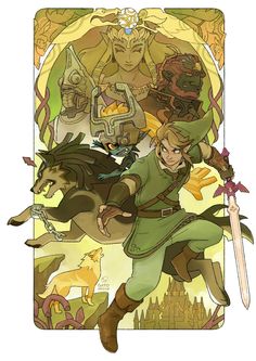 the legend of zelda poster with link and horse