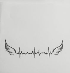 a drawing of a heartbeat with wings on it