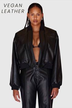 Vegan leather bomber and trouser set Cruelty Free, Vegan Leather, Bomber Jacket, Trousers, Leather