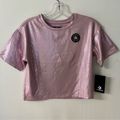 Converse Girls Boxy Foil Knit Top Lightweight Himalayan Salt Crew Neck Tee Shirt Condition: New With Tag Product Descriptions: - Brand Name: Converse - Color: Himalayan Salt - Size: Medium - Type: T Shirt - Style: Boxy Foil Knit Top - Occasion: Casual, Party/Cocktail - Closure: Pullover - Crew Neck Tee - Material: Polyester Blend - Machine Washable Converse Graphic Tee In Cotton, Converse Graphic Tee Cotton Top, Converse Graphic Tee Crew Neck Top, Converse Cotton Crew Neck Top, Maroon Converse, Converse Girls, Converse Shirt, Converse T Shirt, Blue Converse