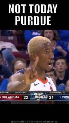 an image of a basketball player pointing to the sidelines with text that reads, not today