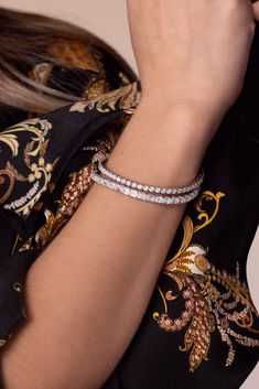 Extensible by Demeglio extensible diamond stretch tennis bracelet in white gold. 18K White Gold Diamonds 5.50ctw 6.5" L Marissa Collections, Emerald Cut Diamond, Discount Jewelry, Jewel Box, Fine Jewels, Emerald Cut Diamonds, Tennis Bracelet, Jewelry Lover, Emerald Cut