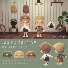 an advertisement for overalls and councy caps, with two children holding hands