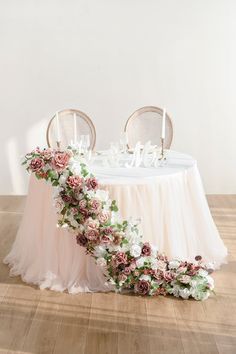 Wedding Head Table Decor, Head Table Wedding Decorations, Reception Table Centerpieces, Tulle Table Skirt, Floral Swags, Tulle Table, Head Table Decor, Head Table Wedding, Mauve Wedding