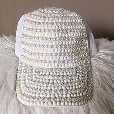 Well Made White Cotton Beaded Baseball Hat. Size - Adjustable I Have Another Similar In Black, Pls Check My Closet. Brand New Baseball Hat, Adjustable Hat, My Closet, White Cotton, New Color, Baseball Hats, Color White, Women Accessories, Baseball